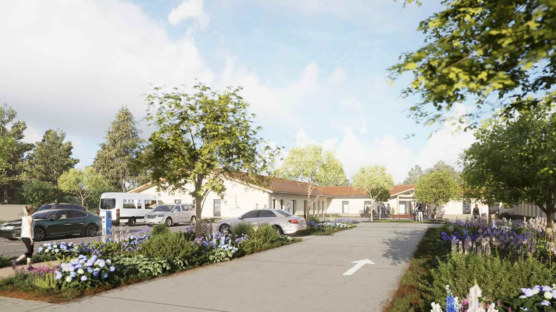 Foyer de Vie l'Estuaire vue vers parvis et parking