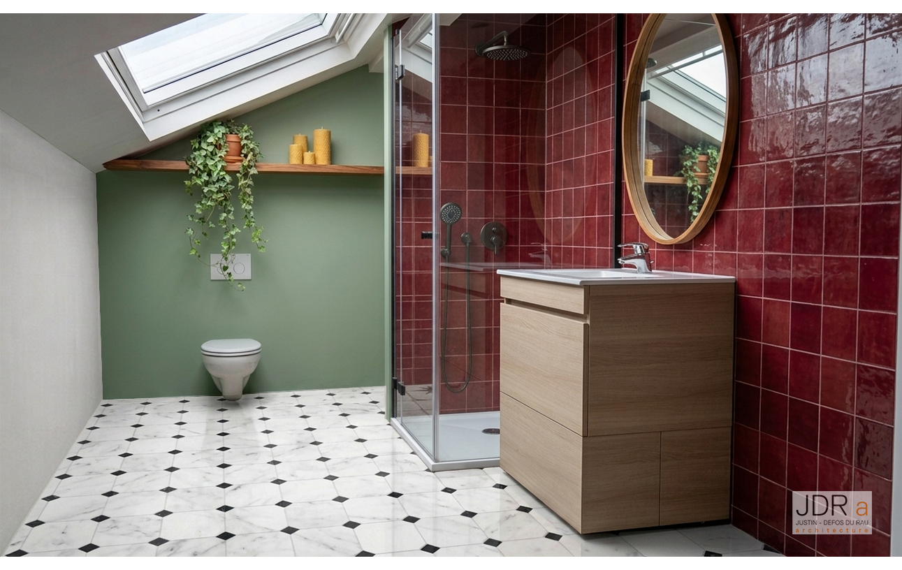 Appartement Kaleidoscope vue salle de bain étage